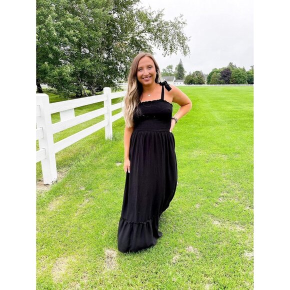 Women's 2024 Summer Boho Spaghetti Strap Square Neck Solid Color Ruffle A Line B - Picture 6 of 9